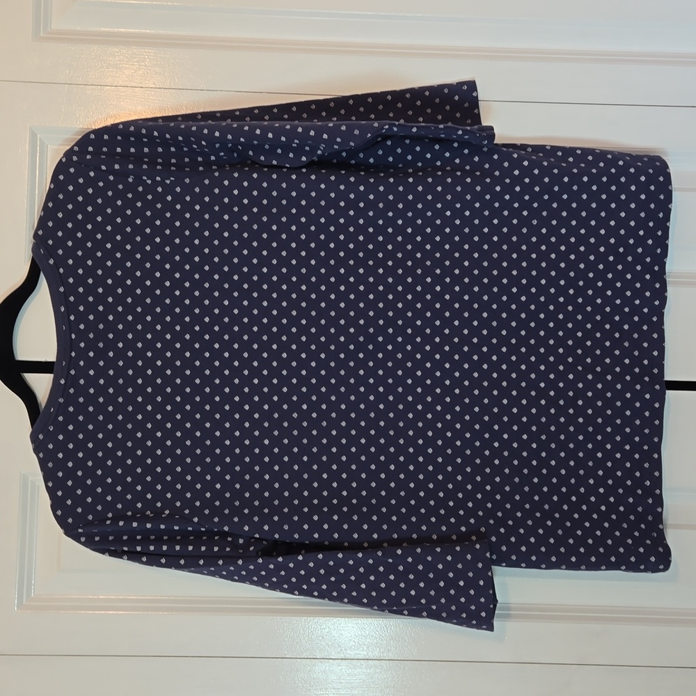 L.L Bean Woman's Large L three Quarter Sleeve Top Shirt Blue White - Picture 6 of 7
